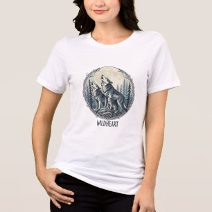 Maanverlichte Huil Wolf Familie T-shirt