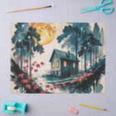 Maanverlichte hut Japanse bos kunst (1) Tissuepapier (Craft)