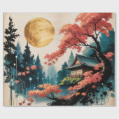 Maanverlichte hut Japanse bos kunst (4) Cadeaupapier (Vlak)
