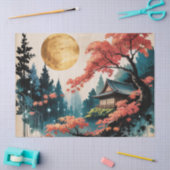 Maanverlichte hut Japanse bos kunst (4) Tissuepapier (Craft)