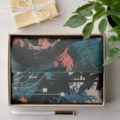 Maanverlichte hut Japanse bos kunst (4) Tissuepapier (Geschenk)