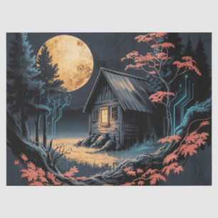 Maanverlichte hut Japanse bos kunst (6) Tissuepapier