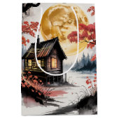 Maanverlichte hut Japanse bos kunst (7) Medium Cadeauzakje (Voorkant)