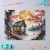 Maanverlichte hut Japanse bos kunst (7) Tissuepapier (Craft)