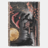 Maanverlichte hut Japanse bos kunst (8) Deken (Voorkant Verticaal)
