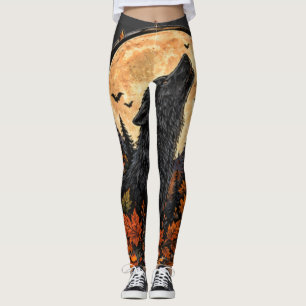 Maanverlichte jankende wolf gotische Halloween gri Leggings