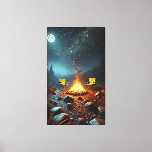 Maanverlichte kampvuurgloed canvasprint canvas afdruk (Voorkant)