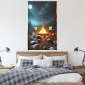 Maanverlichte kampvuurgloed canvasprint canvas afdruk (Insitu (Slaapkamer))