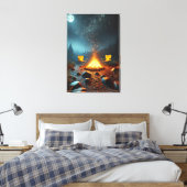 Maanverlichte kampvuurgloed canvasprint canvas afdruk (Insitu (Slaapkamer))