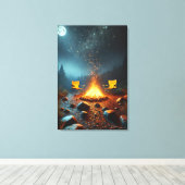 Maanverlichte kampvuurgloed canvasprint canvas afdruk (Insitu (Houten vloer))