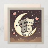 Maanverlichte Kat Verliefdheid Kaart (Voorkant / Achterkant)