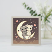 Maanverlichte Kat Verliefdheid Kaart (Staand voorkant)