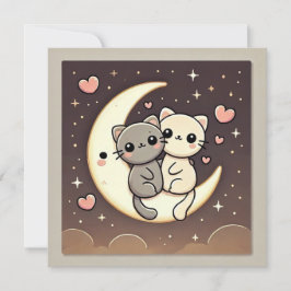 Maanverlichte Katten Liefdeskaart Feestdagenkaart