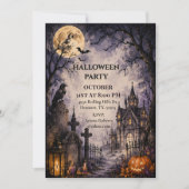 Maanverlichte Kerkhof Halloween Feest Kaart (Voorkant)