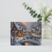 Maanverlichte kerstdorp winterscène feestdagenkaart (Staand voorkant)