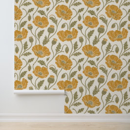 Maanverlichte Klaproos Blok Vintage Botanicals  Behang