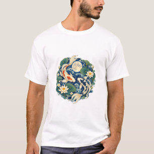 Maanverlichte Koi en Waterlelie Klassiek T-shirt