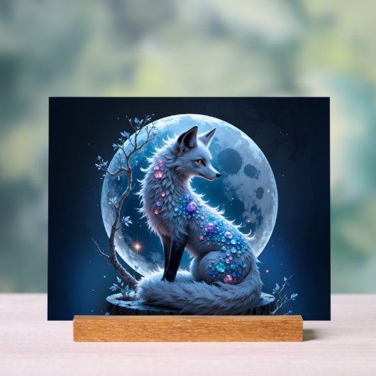 Maanverlichte Kristalvos – Bewaker van Stille Drom Acryl Bord (Neutraal)