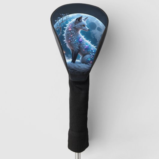 Maanverlichte Kristalvos – Bewaker van Stille Drom Golfheadcover (Voorkant)