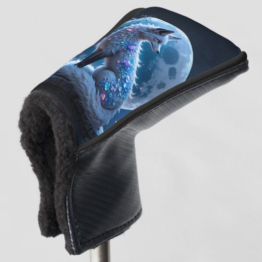 Maanverlichte Kristalvos – Bewaker van Stille Drom Golfheadcover (3/4 voorkant)