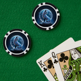 Maanverlichte Kristalvos – Bewaker van Stille Drom Poker Chips