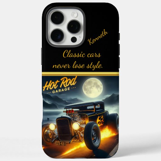 Maanverlichte kustcruise in een hot rod Case-Mate iPhone case (Achterkant)