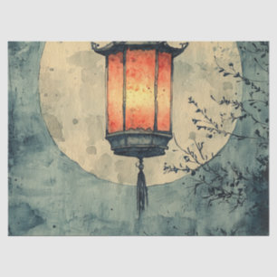 Maanverlichte Lantaarn Sumi-E Waterverf (1) Tissuepapier