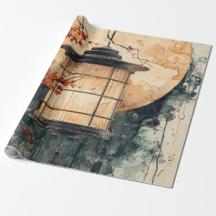 Maanverlichte Lantaarn Sumi-E Waterverf (2) Cadeaupapier