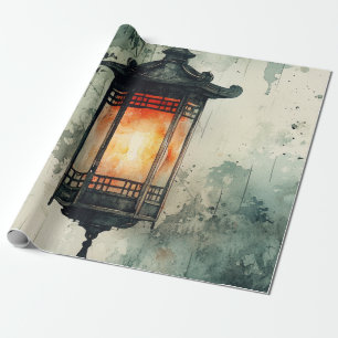 Maanverlichte Lantaarn Sumi-E Waterverf (3) Cadeaupapier