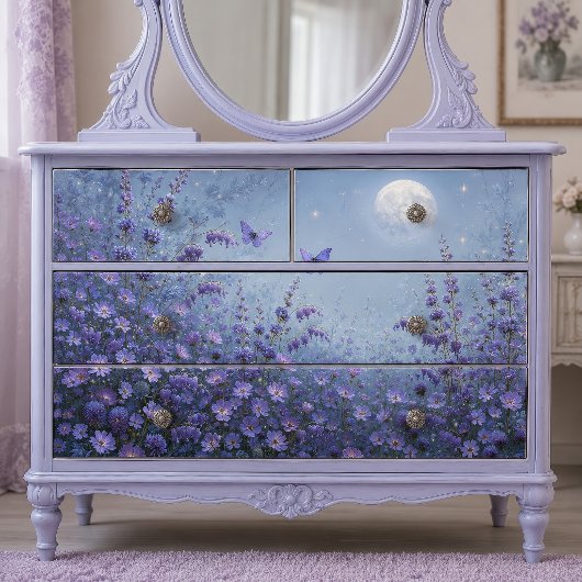 Maanverlichte Lavendel Vlinder Weide Decoupage Tissuepapier