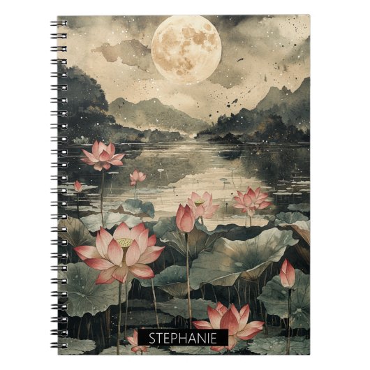 Maanverlichte Lotusmeer (1) Notitieboek (Voorkant)