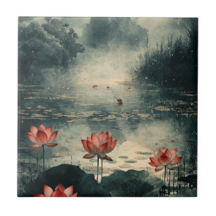Maanverlichte Lotusmeer (2) Tegeltje