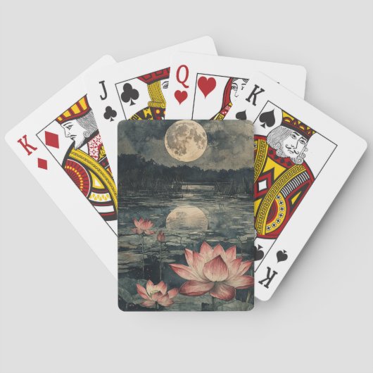 Maanverlichte Lotusmeer (4) Pokerkaarten (Achterkant)