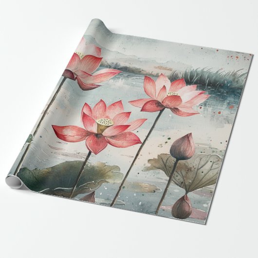 Maanverlichte Lotusmeer (7) Cadeaupapier (Uitgerold)