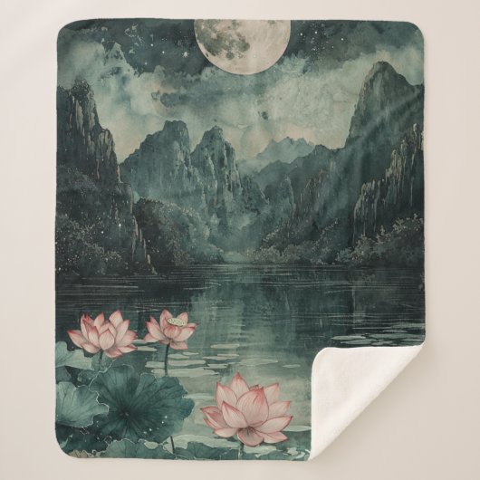 Maanverlichte Lotusmeer (8) Sherpa Deken (Voorkant)