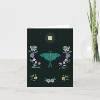 Maanverlichte Luna-Mot Tuin Kleine Wenskaart Bedankkaart