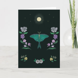Maanverlichte Luna Moth Tuin 5x7 Wenskaart Kaart