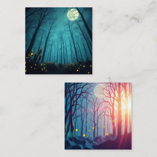 maanverlichte magie vierkante visitekaartje (Voorkant / Achterkant)