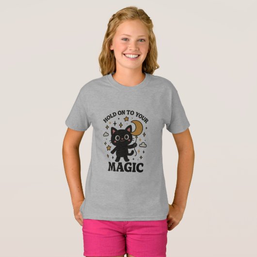 Maanverlichte magische kat t-shirt (Voorkant volledig)