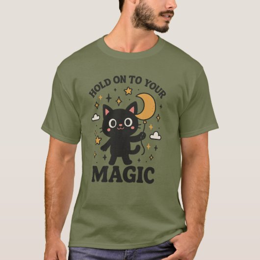 Maanverlichte magische kat t-shirt (Voorkant)