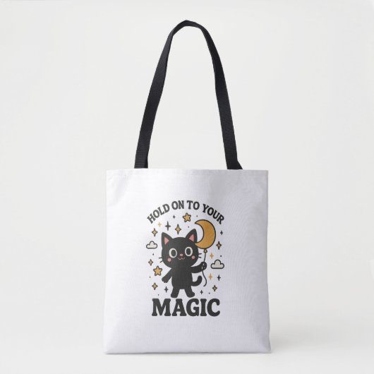 Maanverlichte magische kat tote bag (Voorkant)