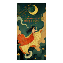 Maanverlichte Magische Vrouw Fantasie Kunst Illust