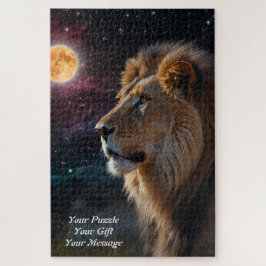 Maanverlichte Majesteit - koninklijke leeuw onder Legpuzzel