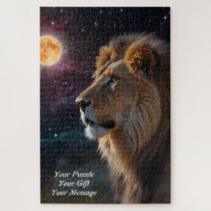 Maanverlichte Majesteit - koninklijke leeuw onder Legpuzzel