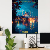 Maanverlichte Majesteit van Istanbul - betoverende Poster (Thuiskantoor)