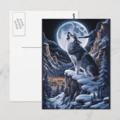 Maanverlichte Majesteit: Wolf Atop Mountain Briefkaart (Voorkant / Achterkant)