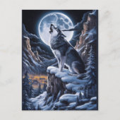 Maanverlichte Majesteit: Wolf Atop Mountain Briefkaart (Voorkant)