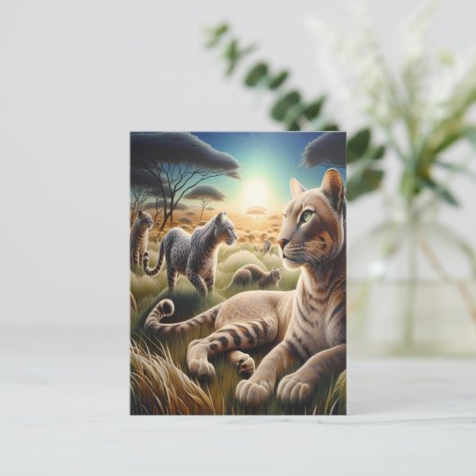 Maanverlichte Majesteit: Wolf Atop Mountain Briefkaart (Staand voorkant)