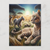 Maanverlichte Majesteit: Wolf Atop Mountain Briefkaart (Voorkant)