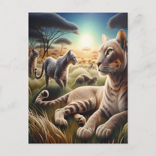 Maanverlichte Majesteit: Wolf Atop Mountain Briefkaart (Voorkant)